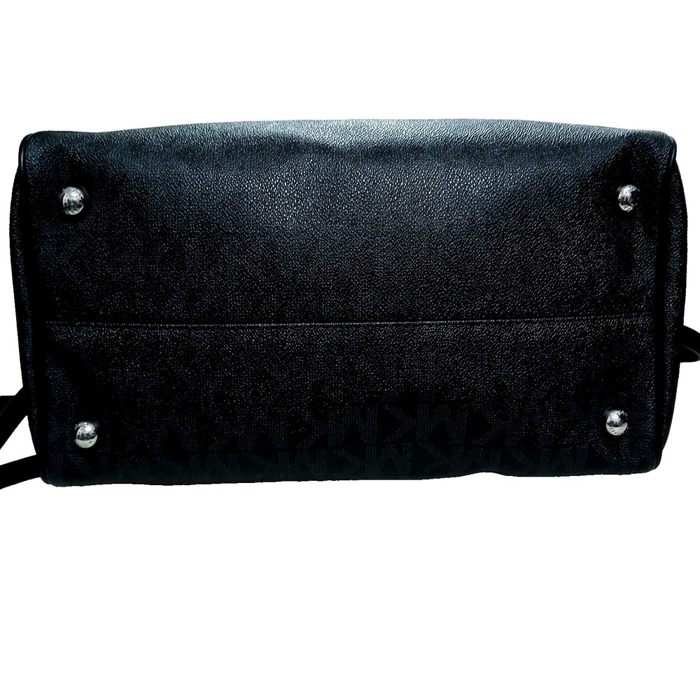 Michael Kors MK Grayson Bowler Logo Monogram Satchel Purse Bag Black Overnight - Picture 7 of 11